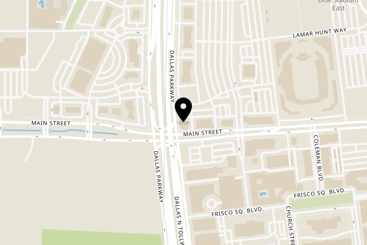 Map showing the location of Rotate Social | Indian Culinary Lounge on 5454 Main St #123 in Frisco